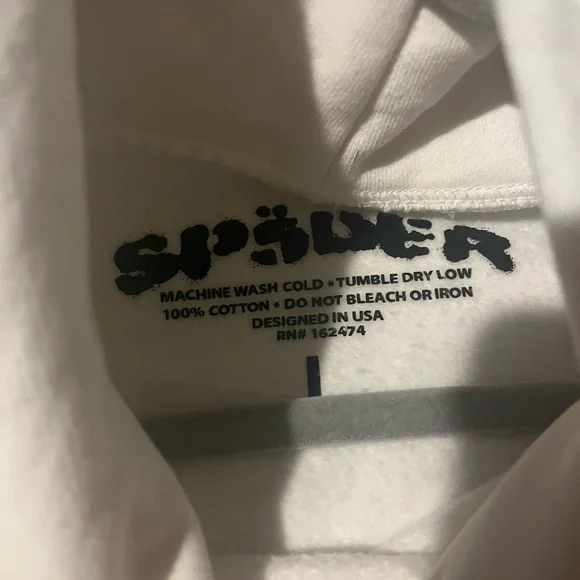 Spider White Hoodie with Rhinestone Design